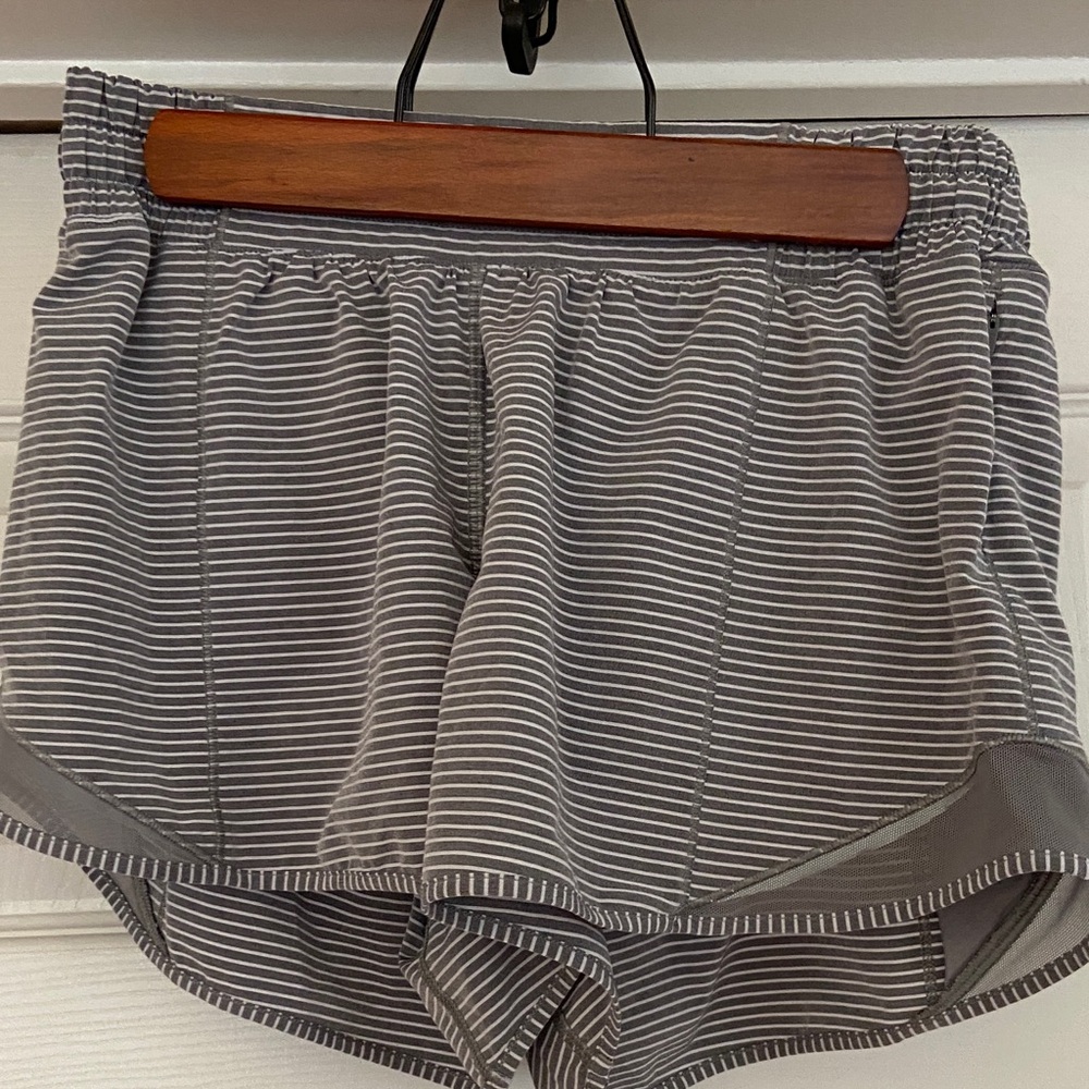 lululemon athletica Gray Striped Athletic Shorts 4”